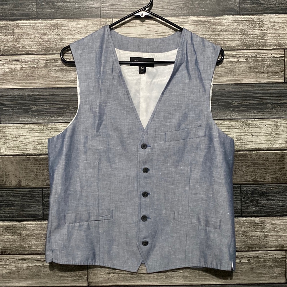 INC vest and pants suit baby blue size m and 32 pants